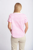 COTTON STRIPE TEE PINK/WHITE