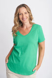 V NECK TEE GREEN