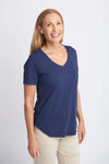 V NECK TEE NAVY