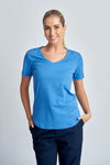 COTTON TEE V NECK BLUE