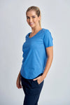 COTTON TEE V NECK BLUE