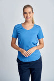 COTTON TEE V NECK BLUE