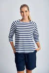 STRIPE RAGLAN 3/4 SLEEVE TEE NAVY