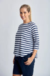 STRIPE RAGLAN 3/4 SLEEVE TEE NAVY