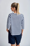 STRIPE RAGLAN 3/4 SLEEVE TEE NAVY