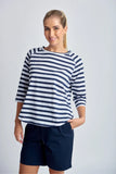 STRIPE RAGLAN 3/4 SLEEVE TEE NAVY