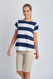 COTTON T-SHIRT, NAVY/WHITE STRIPE