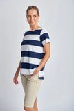 COTTON T-SHIRT, NAVY/WHITE STRIPE