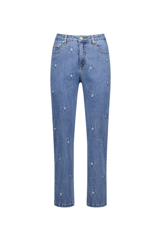 SLIM LEG ANKLE GRAZER JEAN WITH STARS