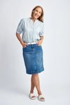 DENIM KNEE LENGTH SKIRT