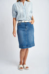 DENIM KNEE LENGTH SKIRT