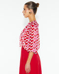 JUST LOVE FRILL BLOUSE PINK/RED