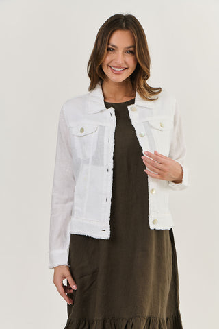 MACEY LINEN JACKET WHITE