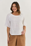 MISCHA LINEN TOP WHITE