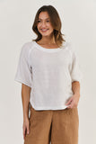 MISCHA LINEN TOP WHITE