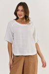 MISCHA LINEN TOP WHITE