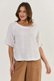 MISCHA LINEN TOP WHITE