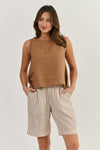 NINA LINEN TOP GINGERBREAD