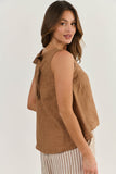 NINA LINEN TOP GINGERBREAD