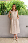 NORA LINEN DRESS GINGER-SLICE