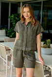 EMILY LINEN SHORT LICORICE