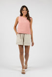 EVITA LINEN TOP BLUSH