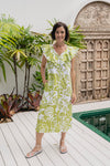 VINE PRINT LINEN WIMBLEDON DRESS