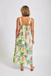 MOTEL PRINT LINEN TIERED DRESS