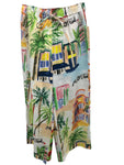 MOTEL PRINT LINEN WIDE LEG PANT