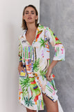 MOTEL PRINT LINEN SHIRT DRESS