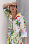 MOTEL PRINT LINEN SHIRT DRESS