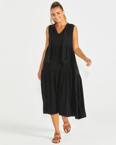 SEVILLE TIERED DRESS BLACK