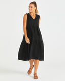 SEVILLE TIERED DRESS BLACK