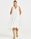 SEVILLE TIERED DRESS WHITE